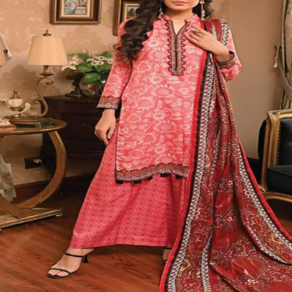 Fancy Printed Lawn Unstitched 3 Piece Suit Best for Girls  & women - Art# SS - FPL - LC - SL9000-12 - UF - Image 6
