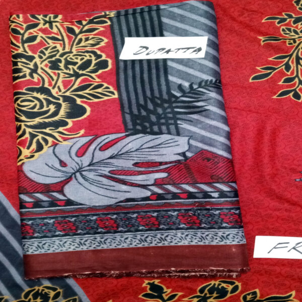 Fancy Printed Lawn Unstitched 3 Piece Suit Best for Girls  & women - Art# SS - FPL - SL8000-05 - UF - Image 4