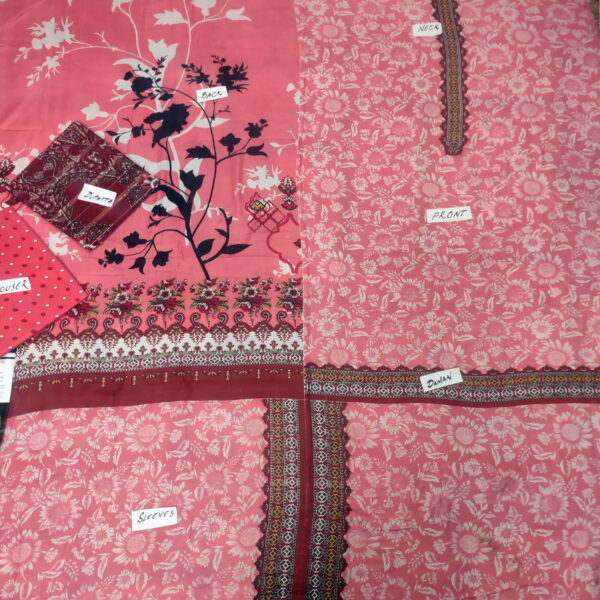 Fancy Printed Lawn Unstitched 3 Piece Suit Best for Girls  & women - Art# SS - FPL - LC - SL9000-12 - UF - Image 2