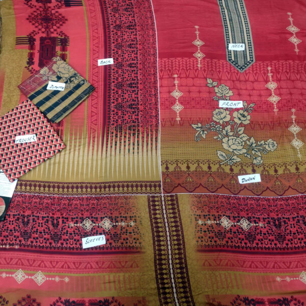 Fancy Printed Lawn Unstitched 3 Piece Suit Best for Girls  & women - Art# SS - FPL - LC - SL9000-14 - UF - Image 2