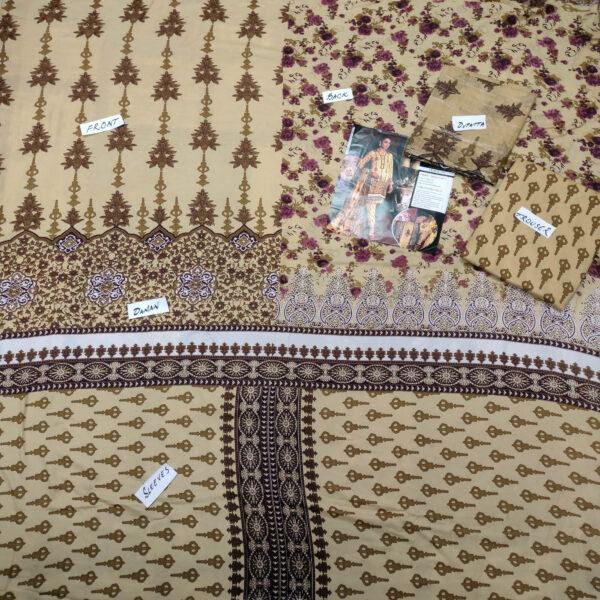 Fancy Printed Lawn Unstitched 3 Piece Suit Best for Girls  & women - Art# SS - FPL - LC - SL9000-01 - UF - Image 2