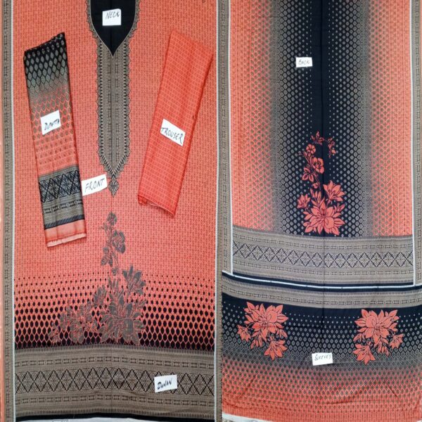 Fancy Printed Lawn Unstitched 3 Piece Suit Best for Girls  & women - Art# SS - FPL - SL8000-02 - UF - Image 2