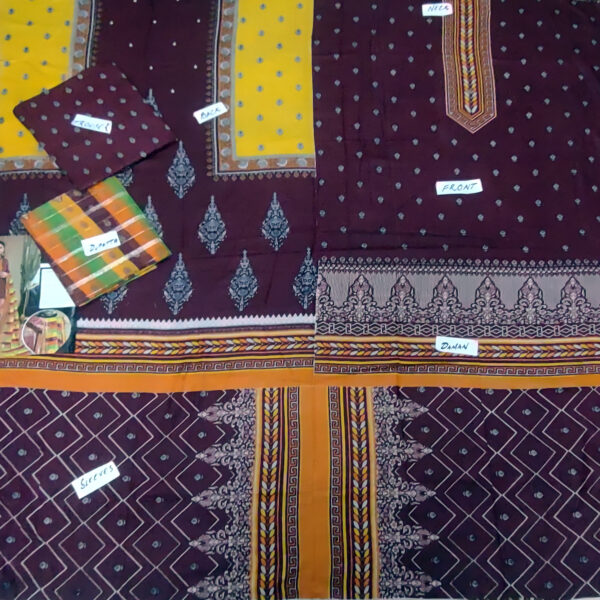 Fancy Printed Lawn Unstitched 3 Piece Suit Best for Girls  & women - Art# SS - FPL - LC - SL9000-13 - UF - Image 3