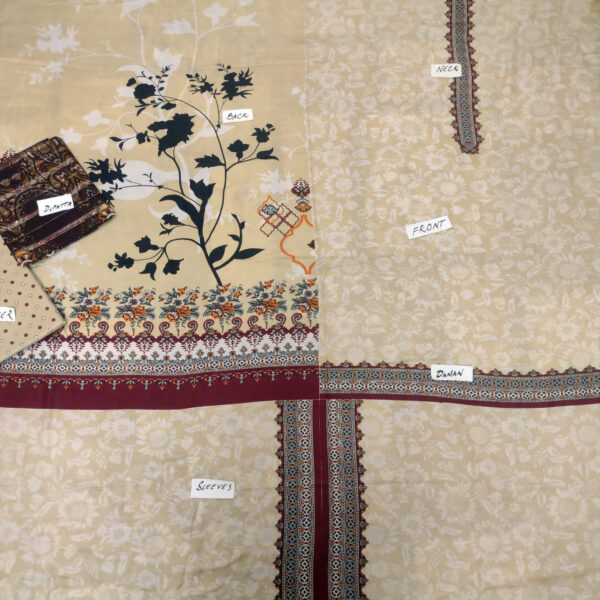 Fancy Printed Lawn Unstitched 3 Piece Suit Best for Girls  & women - Art# SS - FPL - LC - SL9000-15 - UF - Image 2