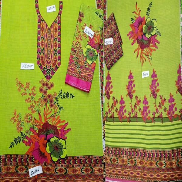 Fancy Printed Lawn Unstitched 3 Piece Suit Best for Girls  & women - Art# SS - FPL - SL8000-25 - UF - Image 3