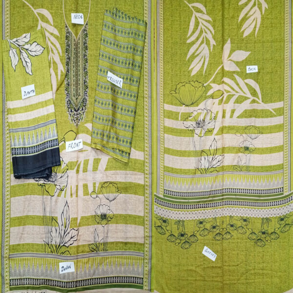 Fancy Printed Lawn Unstitched 3 Piece Suit Best for Girls  & women - Art# SS - FPL - SL8000-01 - UF - Image 2