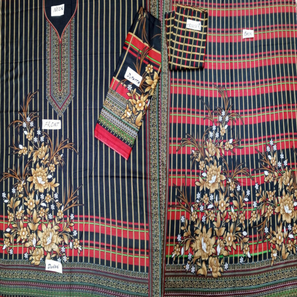 Fancy Printed Lawn Unstitched 3 Piece Suit Best for Girls  & women - Art# SS - FPL - SL8000-28 - UF - Image 3