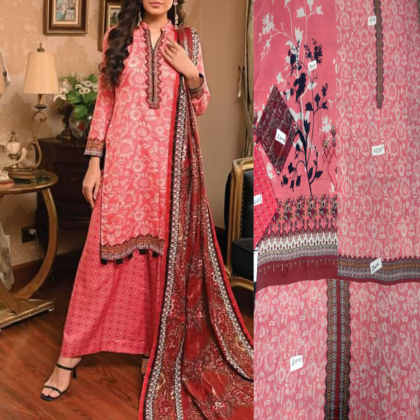 Fancy Printed Lawn Unstitched 3 Piece Suit Best for Girls  & women - Art# SS - FPL - LC - SL9000-12 - UF - Image 5