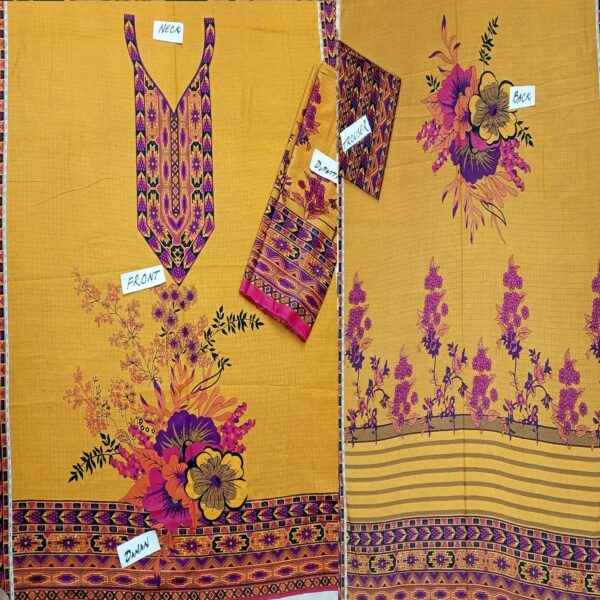Fancy Printed Lawn Unstitched 3 Piece Suit Best for Girls  & women - Art# SS - FPL - SL8000-31 - UF - Image 3
