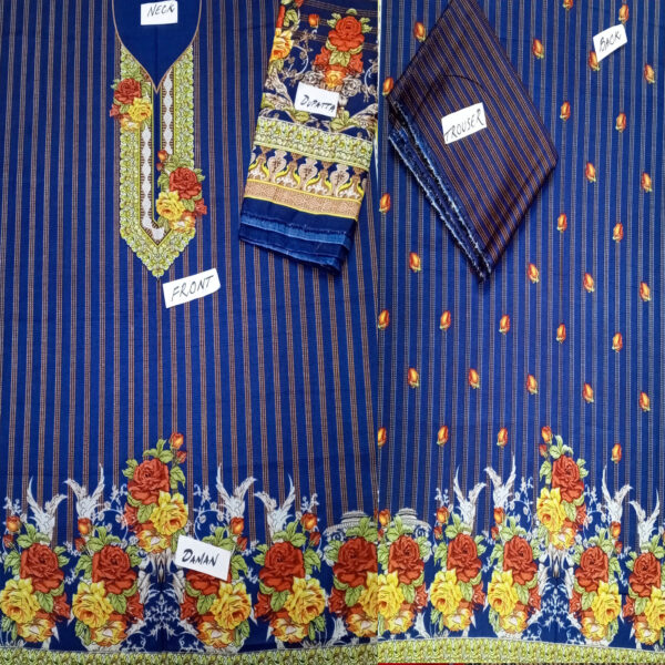 Fancy Printed Lawn Unstitched 3 Piece Suit Best for Girls  & women - Art# SS - FPL - SL8000-39 - UF - Image 3