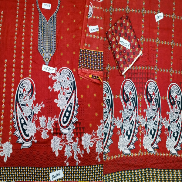 Fancy Printed Lawn Unstitched 3 Piece Suit Best for Girls  & women - Art# SS - FPL - SL8000-40 - UF - Image 3