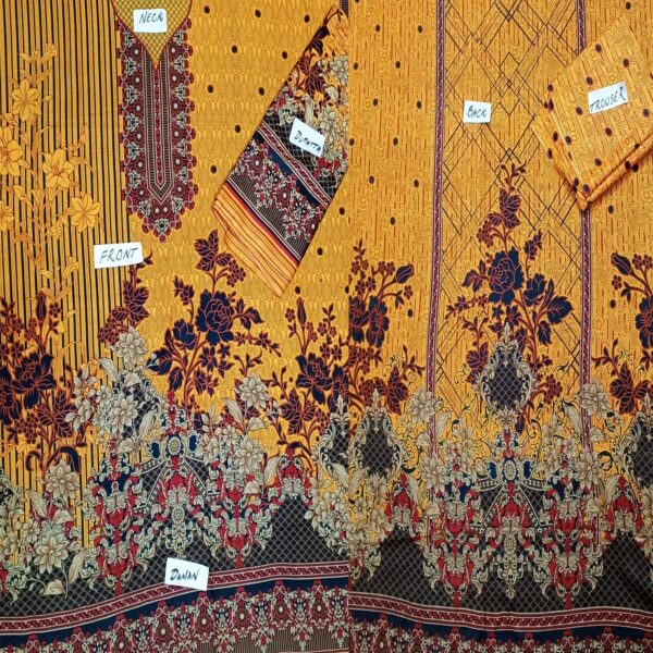 Fancy Printed Lawn Unstitched 3 Piece Suit Best for Girls  & women - Art# SS - FPL - SL8000-33 - UF - Image 3