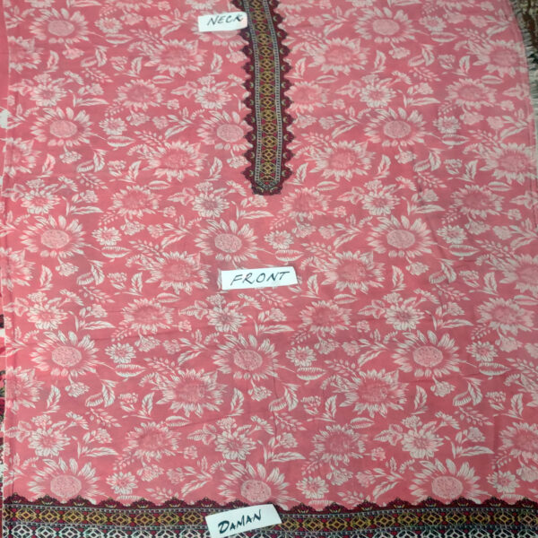Fancy Printed Lawn Unstitched 3 Piece Suit Best for Girls  & women - Art# SS - FPL - LC - SL9000-12 - UF - Image 3