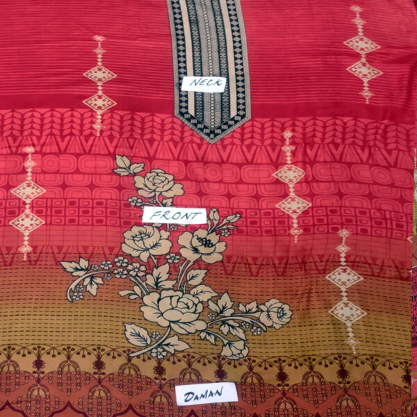 Fancy Printed Lawn Unstitched 3 Piece Suit Best for Girls  & women - Art# SS - FPL - LC - SL9000-14 - UF - Image 4