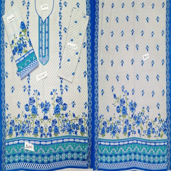 Fancy Printed Lawn Unstitched 3 Piece Suit Best for Girls  & women - Art# SS - FPL - SL8000-06 - UF - Image 2