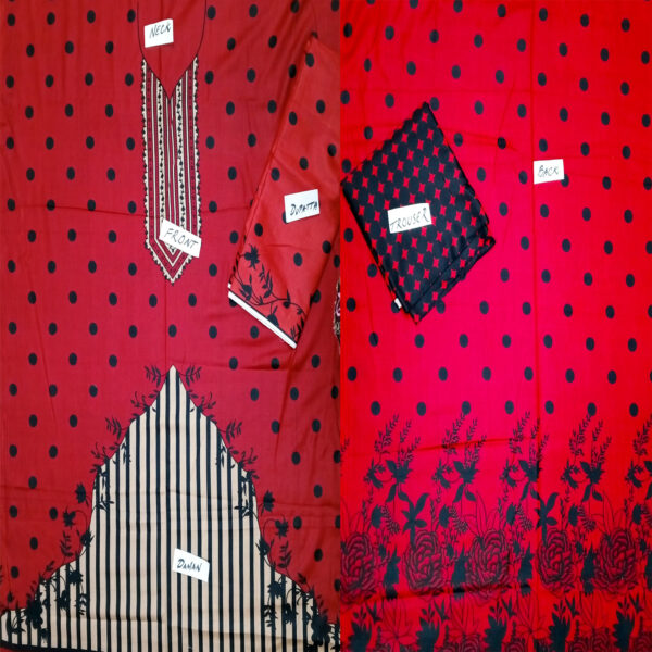 Fancy Printed Lawn Unstitched 3 Piece Suit Best for Girls  & women - Art# SS - FPL - SL8000-36 - UF - Image 3