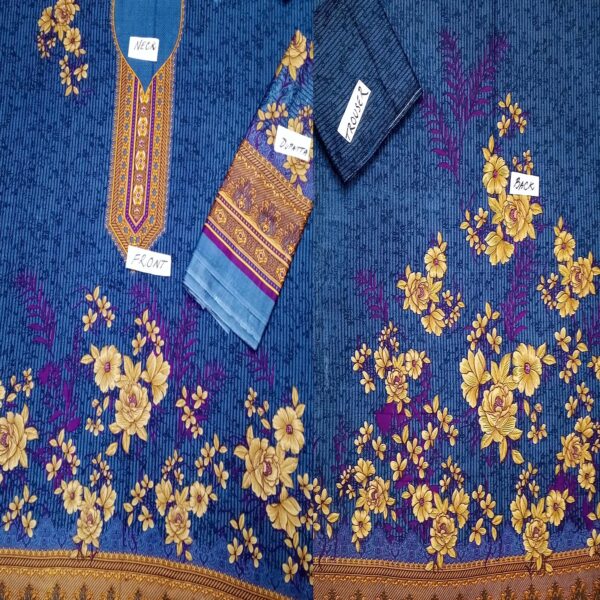 Fancy Printed Lawn Unstitched 3 Piece Suit Best for Girls  & women - Art# SS - FPL - SL8000-37 - UF - Image 3