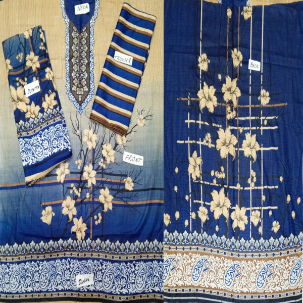 Fancy Printed Lawn Unstitched 3 Piece Suit Best for Girls  & women - Art# SS - FPL - SL8000-14 - UF - Image 3