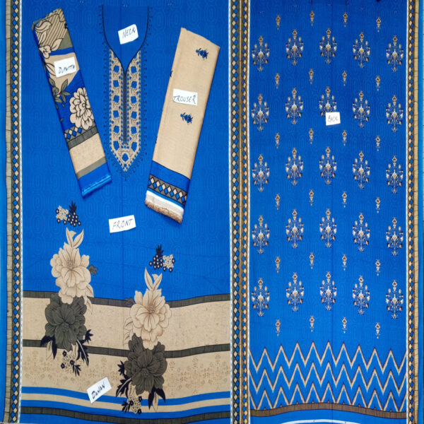 Fancy Printed Lawn Unstitched 3 Piece Suit Best for Girls  & women - Art# SS - FPL - SL8000-18 - UF - Image 3