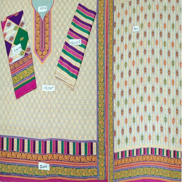 Fancy Printed Lawn Unstitched 3 Piece Suit Best for Girls  & women - Art# SS - FPL - SL8000-16 - UF - Image 3