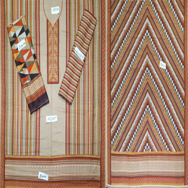 Fancy Printed Lawn Unstitched 3 Piece Suit Best for Girls  & women - Art# SS - FPL - SL8000-20 - UF - Image 3