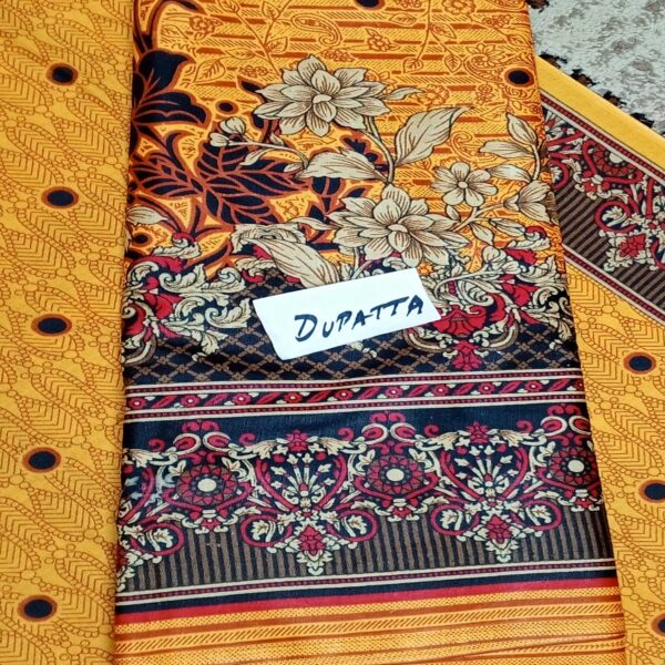 Fancy Printed Lawn Unstitched 3 Piece Suit Best for Girls  & women - Art# SS - FPL - SL8000-33 - UF - Image 4