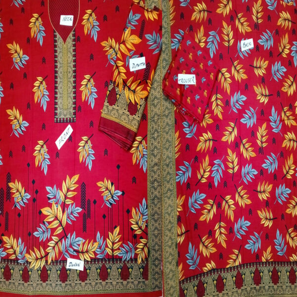 Fancy Printed Lawn Unstitched 3 Piece Suit Best for Girls  & women - Art# SS - FPL - SL8000-38 - UF - Image 3