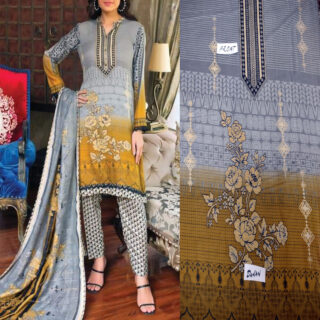 Fancy Printed Lawn Unstitched 3 Piece Suit Best for Girls  & women - Art# SS - FPL - LC - SL9000-09 - UF