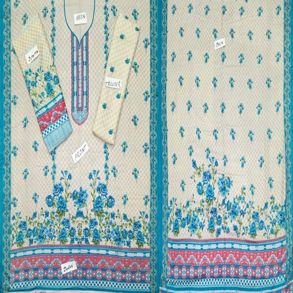 Fancy Printed Lawn Unstitched 3 Piece Suit Best for Girls  & women - Art# SS - FPL - SL8000-08 - UF - Image 2