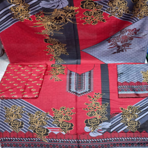 Fancy Printed Lawn Unstitched 3 Piece Suit Best for Girls  & women - Art# SS - FPL - SL8000-05 - UF - Image 5
