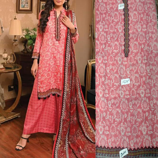 Fancy Printed Lawn Unstitched 3 Piece Suit Best for Girls  & women - Art# SS - FPL - LC - SL9000-12 - UF