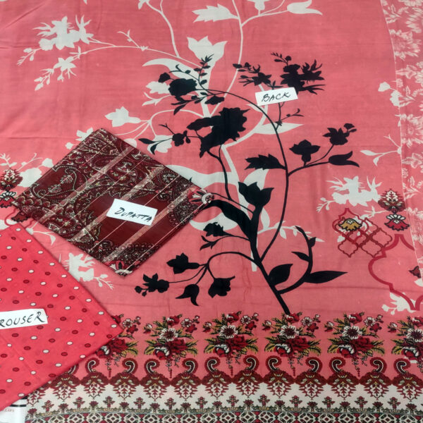 Fancy Printed Lawn Unstitched 3 Piece Suit Best for Girls  & women - Art# SS - FPL - LC - SL9000-12 - UF - Image 4