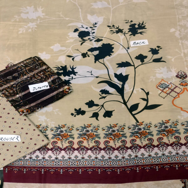Fancy Printed Lawn Unstitched 3 Piece Suit Best for Girls  & women - Art# SS - FPL - LC - SL9000-15 - UF - Image 5