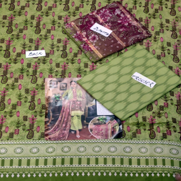 Fancy Printed Lawn Unstitched 3 Piece Suit Best for Girls  & women - Art# SS - FPL - LC - SL9000-02 - UF - Image 5