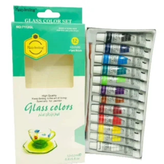 Keep Smiling Pack of 12 Glass Color Tube Set - Multicolor - Size 12ml tube -Art# SS-KS-Glass Color-St-AIP-004