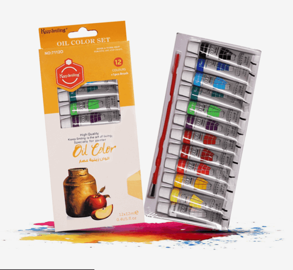 Keep Smiling Pack of 12 Oil Color Tube Set - Multicolor - Size 6ml tube -Art# SS-KS-Oil Color-St-AIP-007