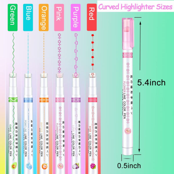 Pack of 6 Linear Roller Highlighter Pen Set Art #SS-RH-02 - Image 2